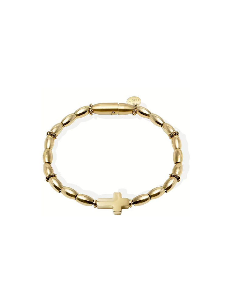 BRACCIALE UOMO IN ACCIAIO COLOR ORO CON CROCE LIU JO