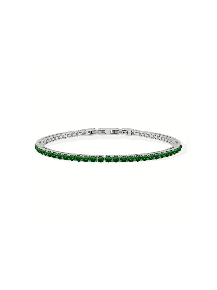 BRACCIALE UOMO TENNIS IN ACCIAIO CON ZIRCONI VERDI LIU JO