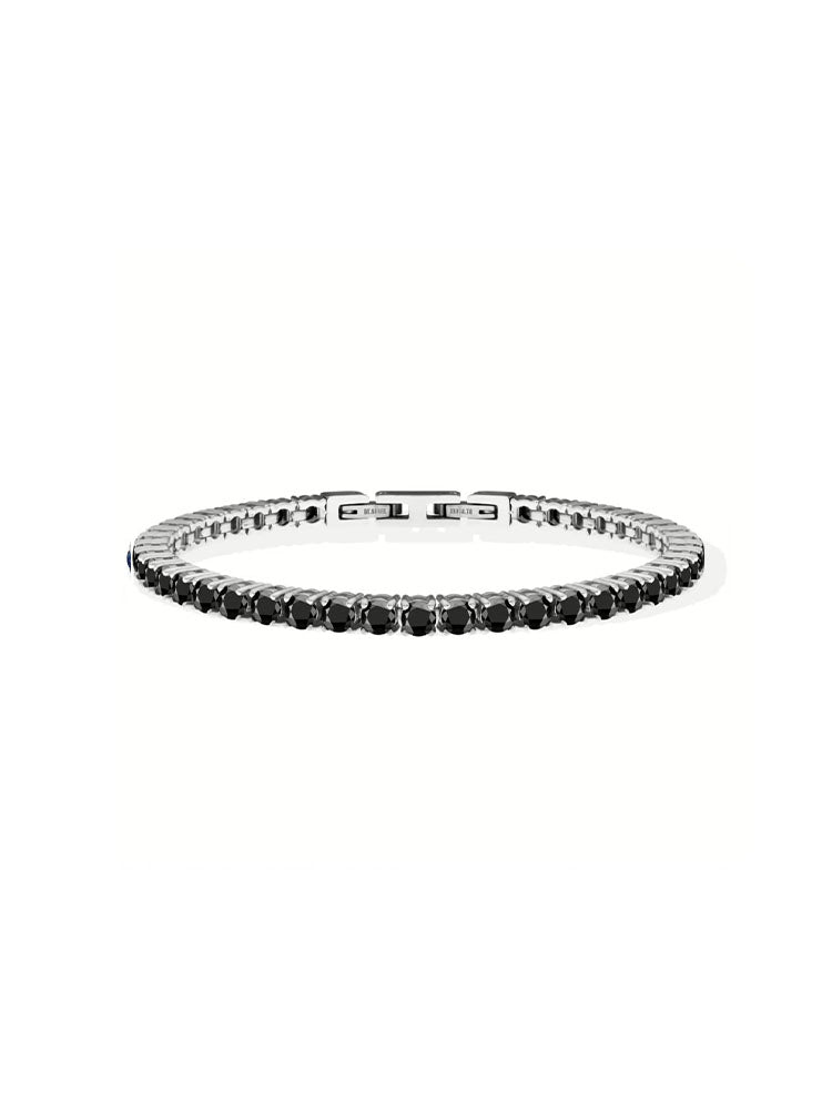 BRACCIALE UOMO TENNIS IN ACCIAIO CON ZIRCONI NERI LIU JO