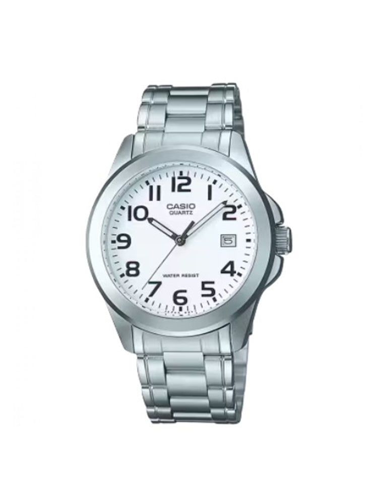 OROLOGIO UOMO ACCIAIO CON QUADRANTE BIANCO E NUMERI NERI CASIO