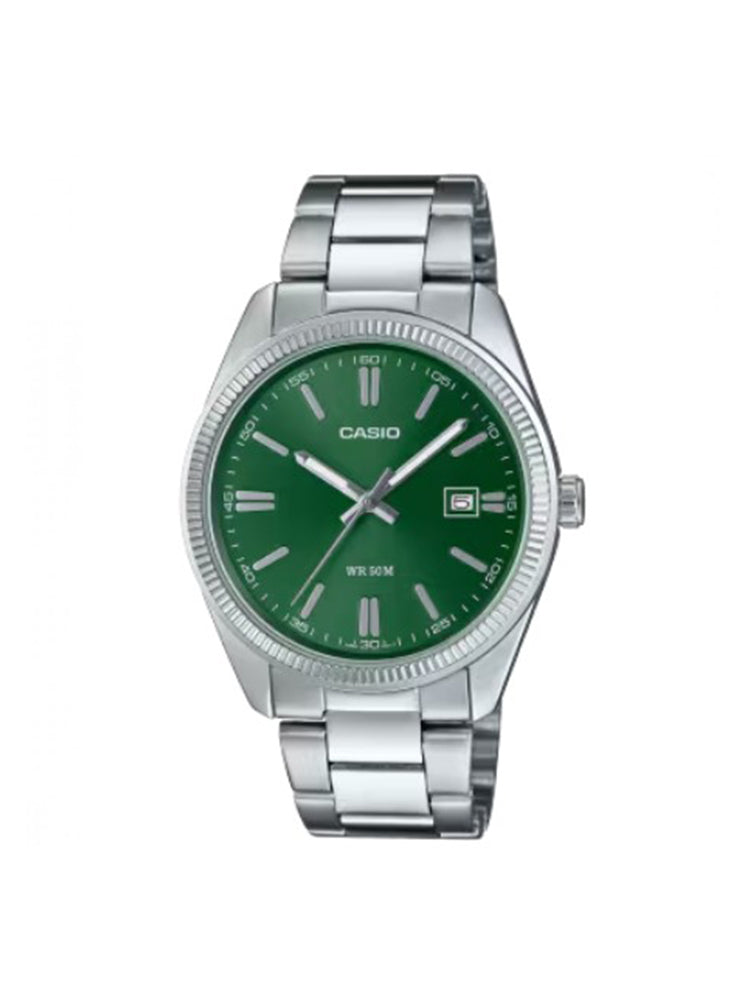OROLOGIO UOMO IN ACCIAIO SOLO TEMPO E DATA CON QUADRANTE VERDE CASIO
