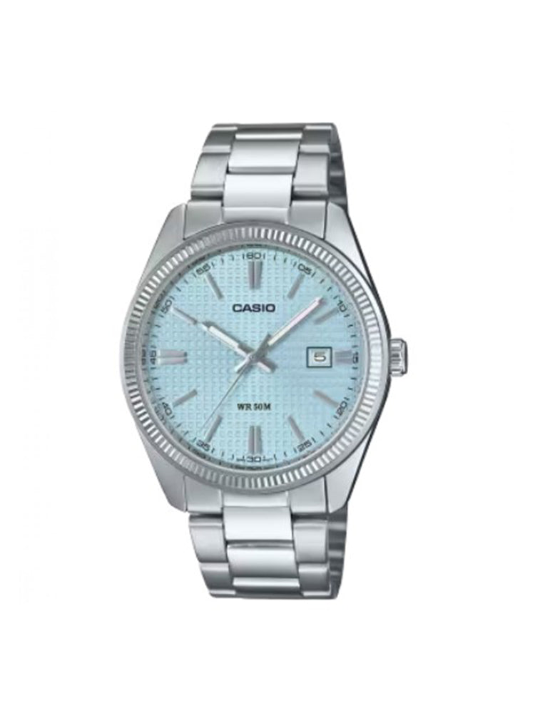 OROLOGIO UOMO SOLO TEMPO IN ACCIAIO CON QUADRANTE AZZURRO CASIO