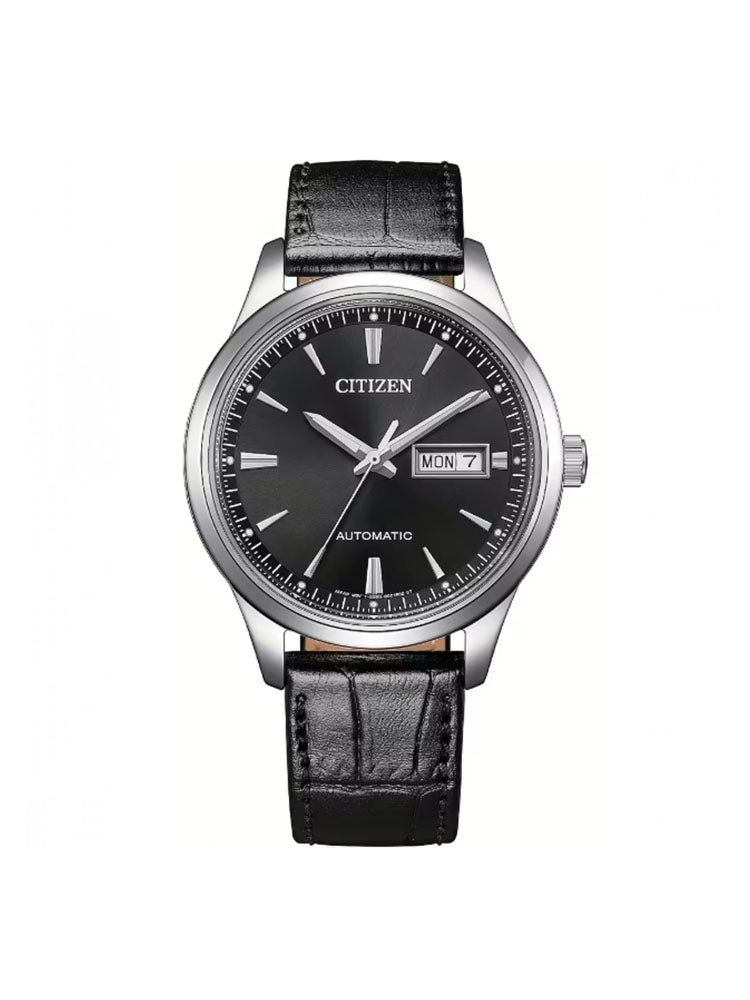 OROLOGIO UOMO AUTOMATICO DAY DATE CON CINTURINO IN PELLE NERO CITIZEN