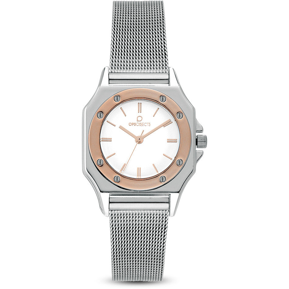 OROLOGIO DONNA SOLO TEMPO PARIS LUX CRYSTAL SILVER E ROSE GOLD OPS
