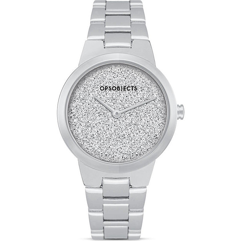 OROLOGIO DONNA SOLO TEMPO OBJECTS GLITTER SILVER OPS