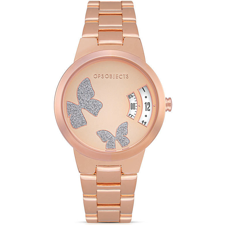 OROLOGIO DONNA SOLO TEMPO OBJECTS DISCLOSED ROSE GOLD BUTTERFLIES OPS
