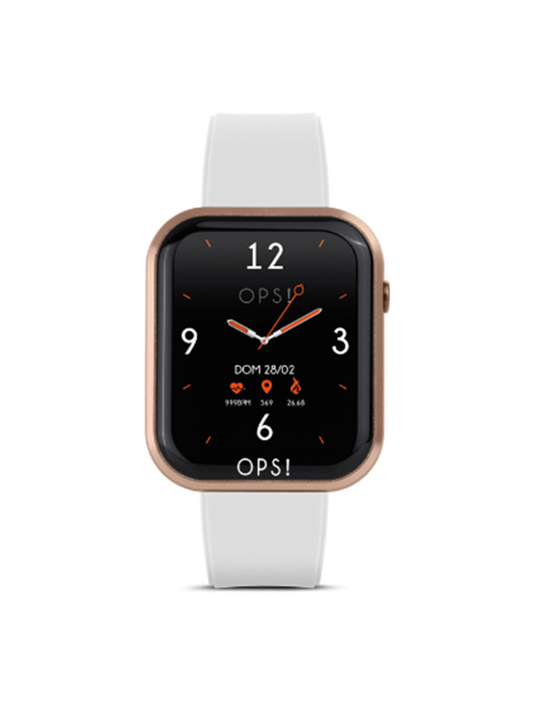 OROLOGIO DONNA SMARTWATCH CALL IN ACCIAIO ROSATO E SILICONE BIANCO OPS