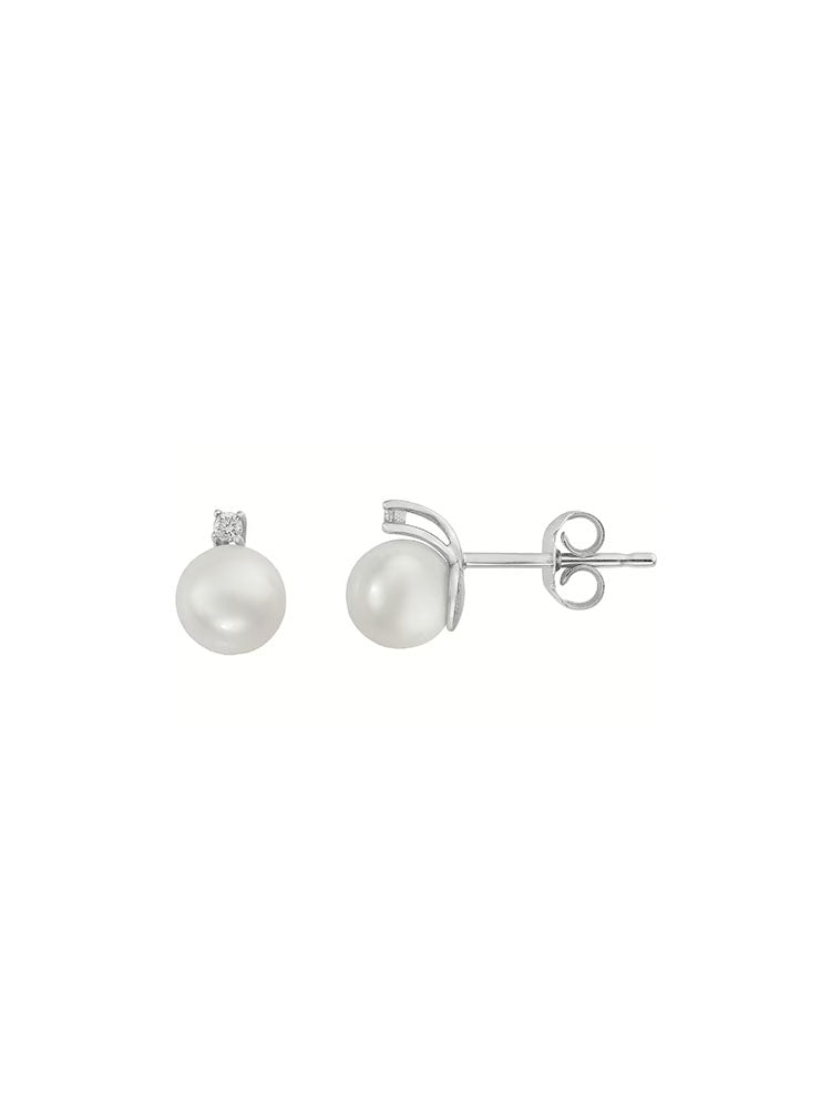 ORECCHINI DONNA IN ORO CON PERLE 6/6,5 E DIAMANTI COMETE GIOIELLI