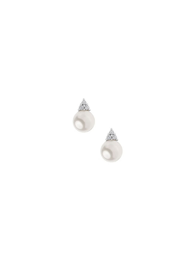 ORECCHINI IN ORO BIANCO A LOBO CON PERLA 7,5/8 E DIAMANTI COMETE GIOIELLI