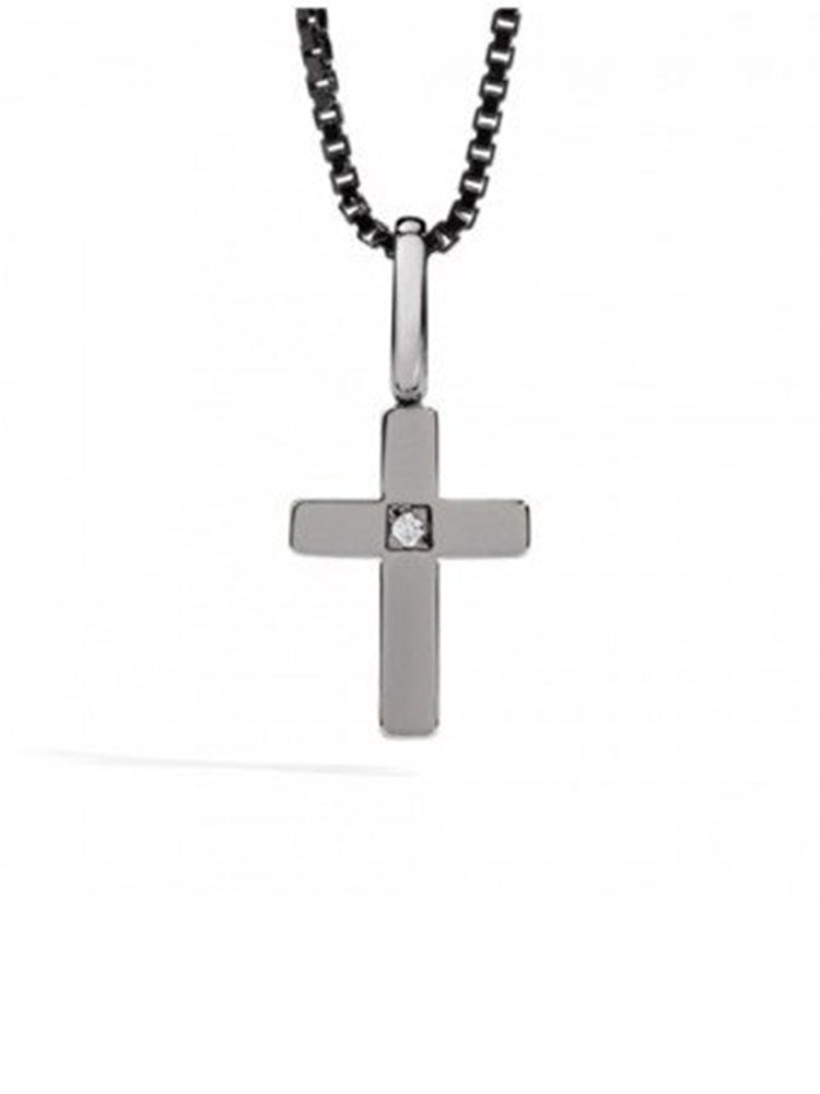 COLLANA UOMO LE CROCI ORO BRUNITO E DIAMANTE RECARLO