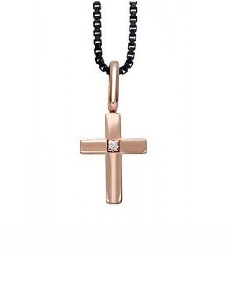 COLLANA UOMO LE CROCI IN ORO ROSA E DIAMANTI RECARLO