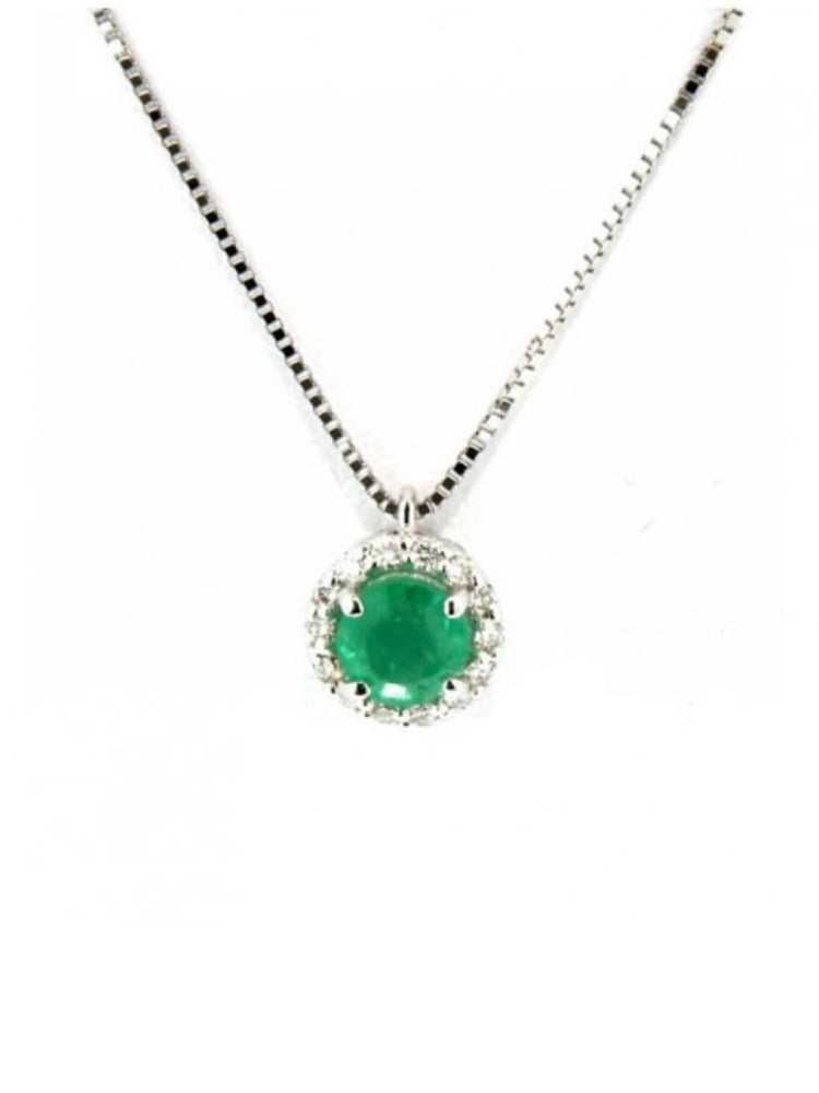 COLLANA DONNA PRIMULA IN ORO, DIAMANTI E SMERALDI 0,24 CT RECARLO