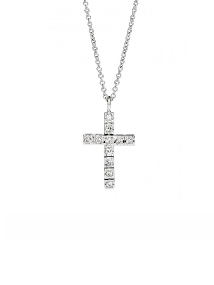 COLLANA UOMO LE CROCI IN ORO BIANCO E DIAMANTI 0,10 CT RECARLO