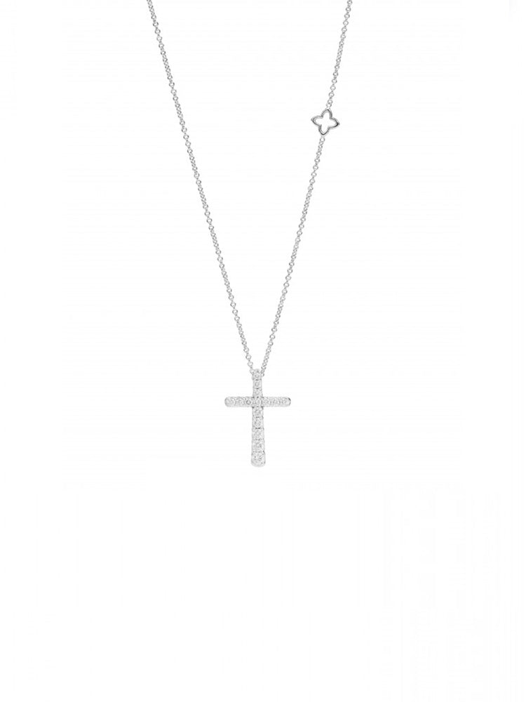 COLLANA UNISEX LE CROCI FACECUBE IN ORO BIANCO E DIAMANTI 0,28 CT RECARLO