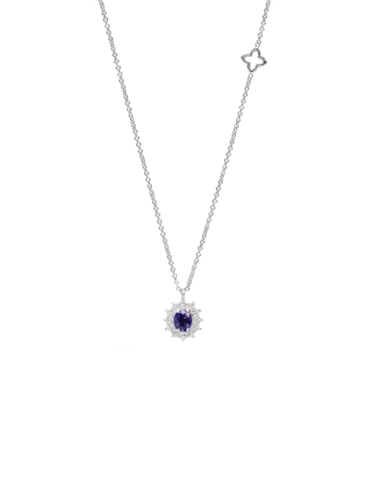 COLLANA DONNA IN ORO BIANCO, BRILLANTI E ZAFFIRI 0,43 CT RECARLO