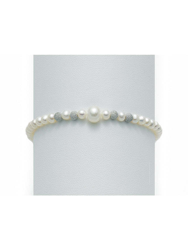BRACCIALE DONNA DI PERLE BIANCHE E ORO MIS 4-4,5 MILUNA