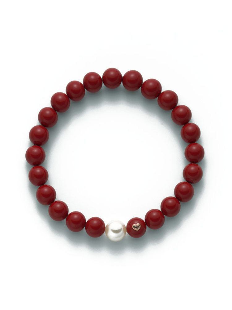 BRACCIALE DONNA DI PERLE CORALLO ROSSO E ORO MIS 8,5/9 MILUNA
