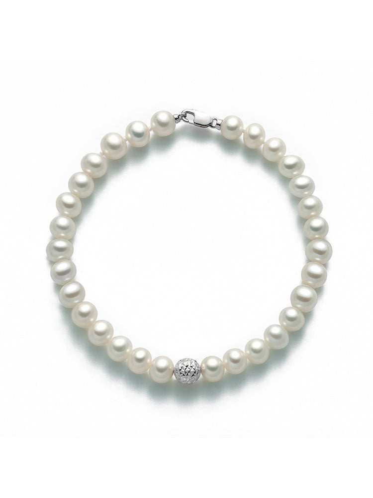 BRACCIALE DONNA DI PERLE BIANCHE E ORO MIS 6-6,5 MILUNA
