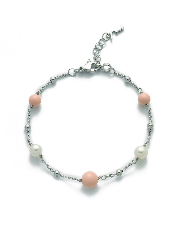 BRACCIALE DONNA CON PERLE E AGGLOMERATO COLOR CIPRIA MILUNA