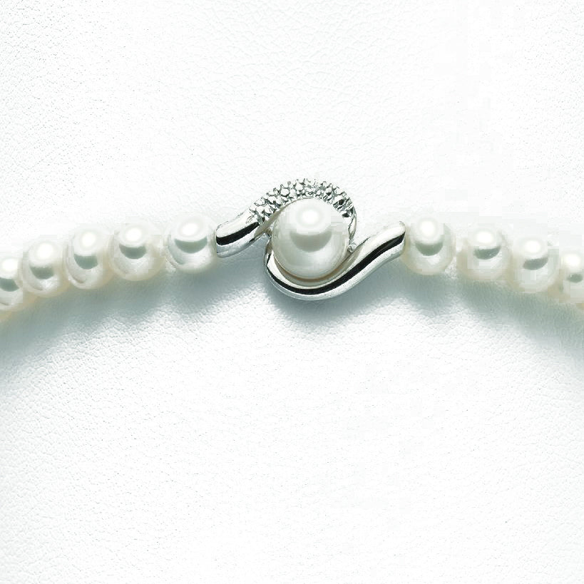 BRACCIALE DONNA DI PERLE BIANCHE E DIAMANTI MIS 5/5,5 MILUNA