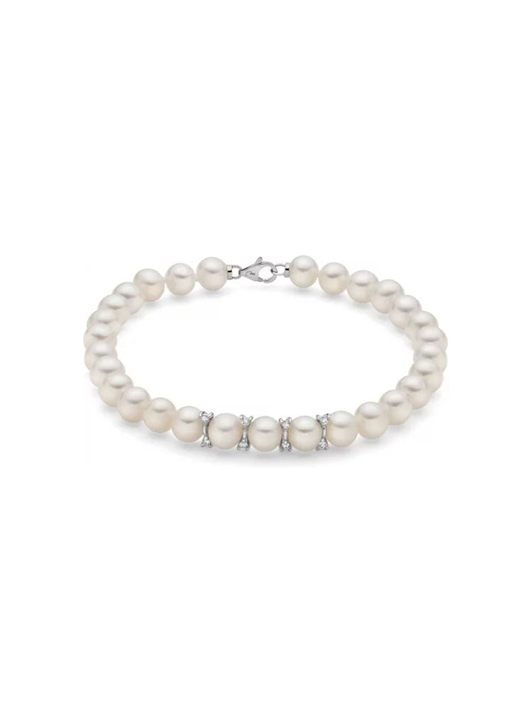 BRACCIALE DONNA DI PERLE BAINCHE 5,5/6 CON DIAMANTI MILUNA
