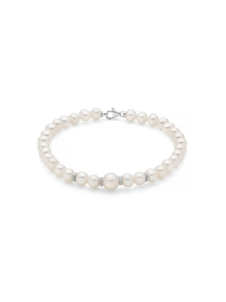 BRACCIALE DONNA CON PERLE 5/5,5 E DIAMANTI MILUNA
