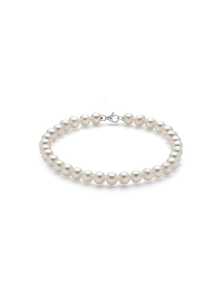 BRACCIALE DONNA CON PERLE BIANCHE 4,5/5 E CHIUSURA IN ORO MILUNA