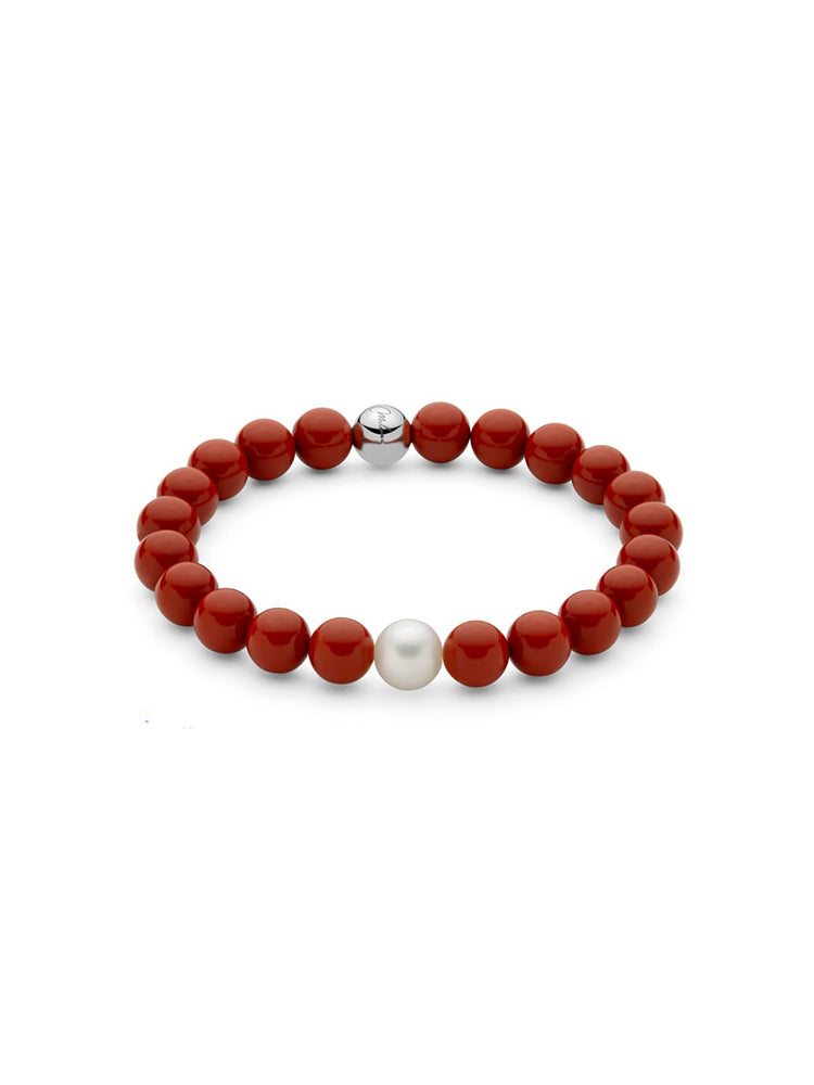 BRACCIALE DONNA DI PERLE IN PASTA DI CORALLO E ARGENTO MILUNA