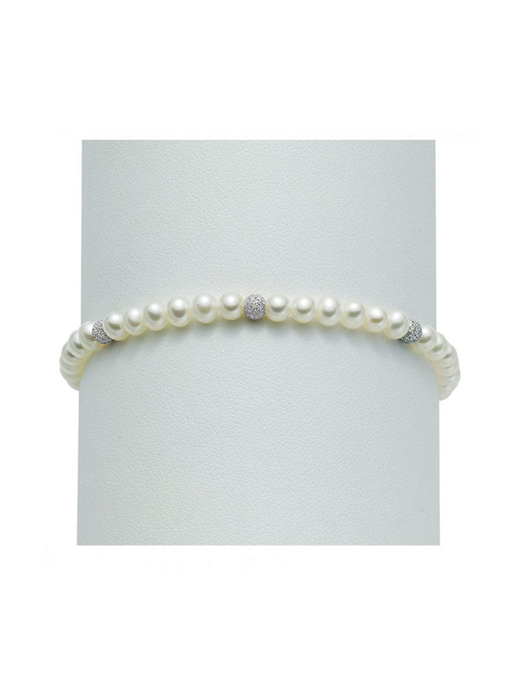 BRACCIALE DONNA DI PERLE BIANCHE E ORO MIS 4-4,5 MILUNA