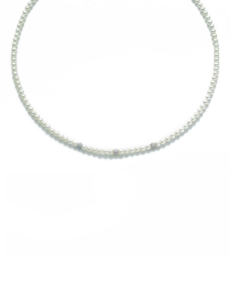 COLLANA DONNA DI PERLE E ORO BIANCO MIS 5-5,5 MILUNA