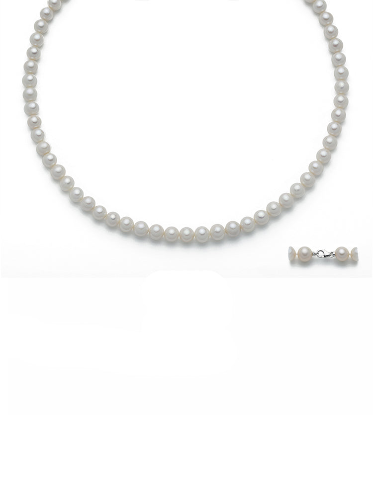 COLLANA DONNA DI PERLE E ORO BIANCO MIS 5/5,5 MILUNA