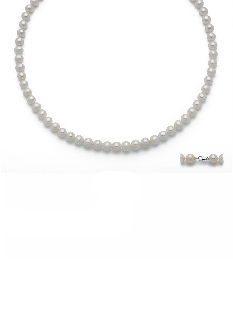 COLLANA DONNA DI PERLE E ORO BIANCO MIS 6-6,5 MILUNA