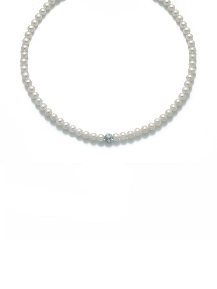 COLLANA DONNA DI PERLE E ORO BIANCO MIS 5,5-6 MILUNA