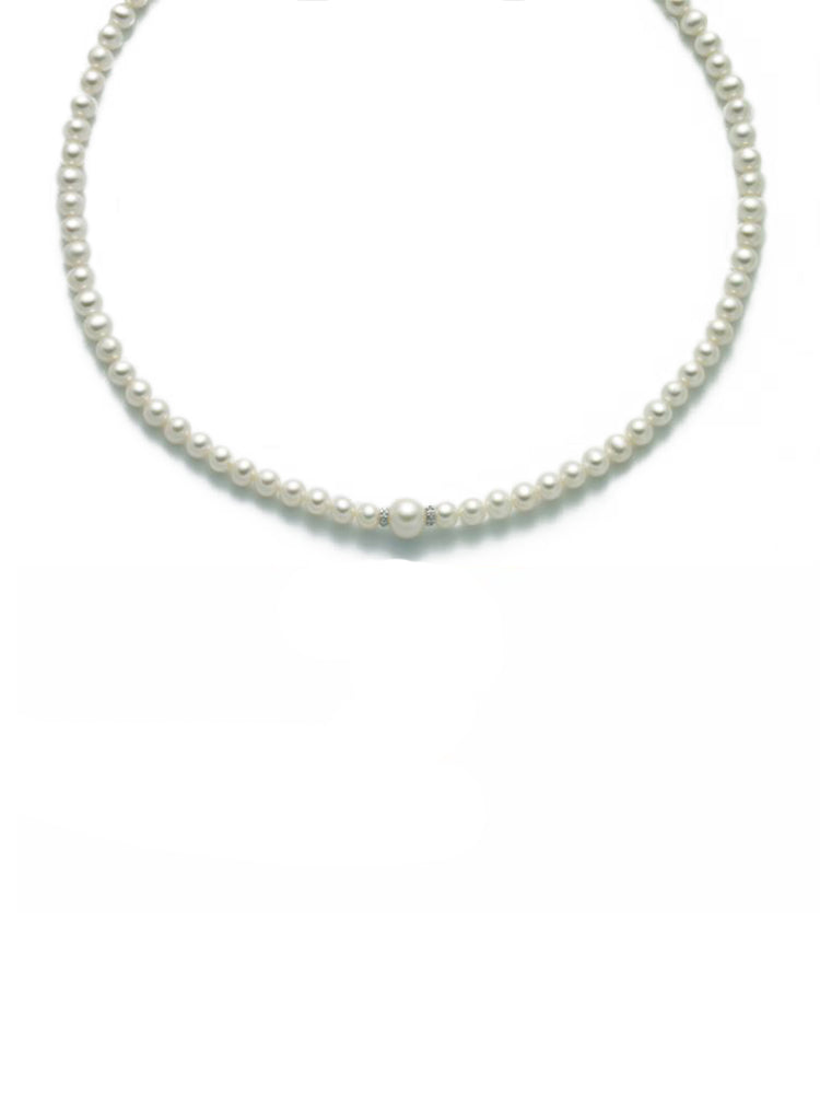 COLLANA DONNA DI PERLE BIANCHE E DIAMANTI MILUNA