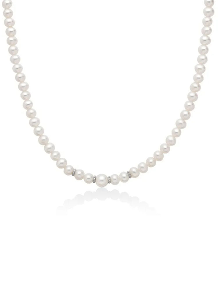 COLLANA DONNA DI PERLE CON INTERMEZZI IN ORO BIANCO MILUNA