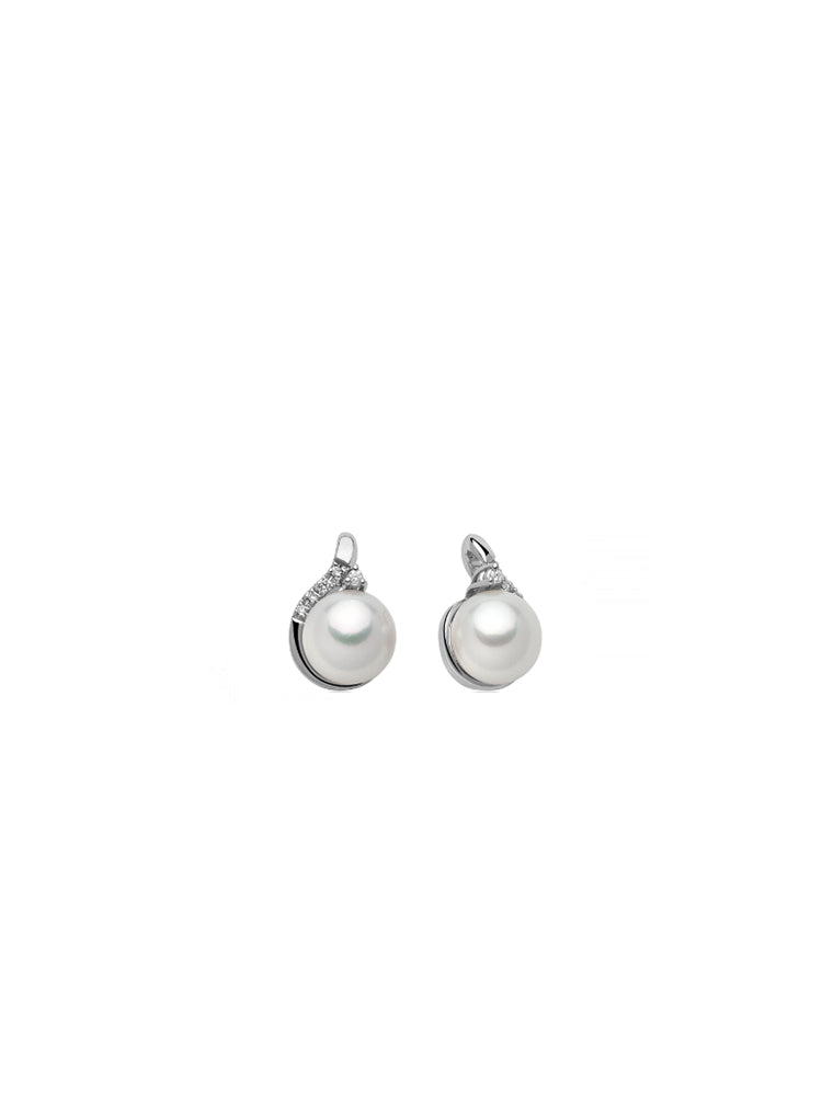 ORECCHINI DONNA IN ORO BIANCO CON PERLA E DIAMANTI MILUNA