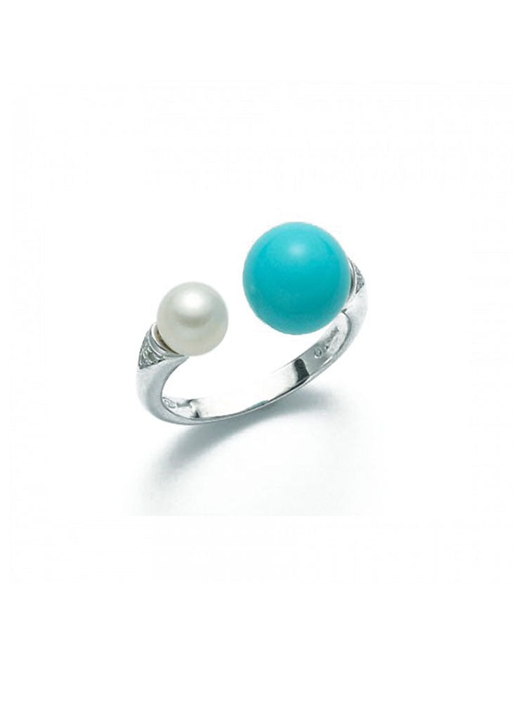 ANELLO DONNA IN ARGENTO CON PERLA E TURCHESE MILUNA