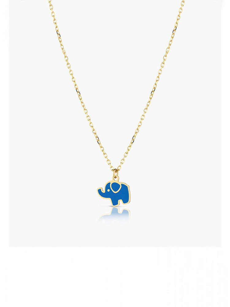 COLLANA BAMBINO CON PENDENTE ELEFANTE BLU LE BEBE'