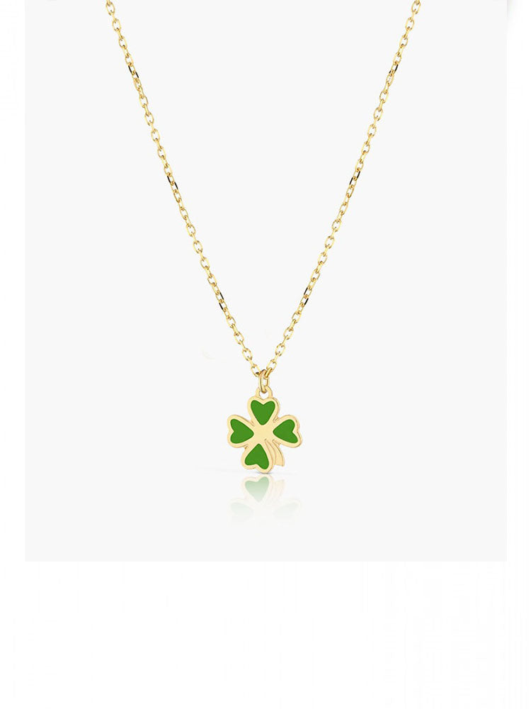 COLLANA BIMBA CON PENDENTE QUADRIFOGLIO VERDE LE BEBE'
