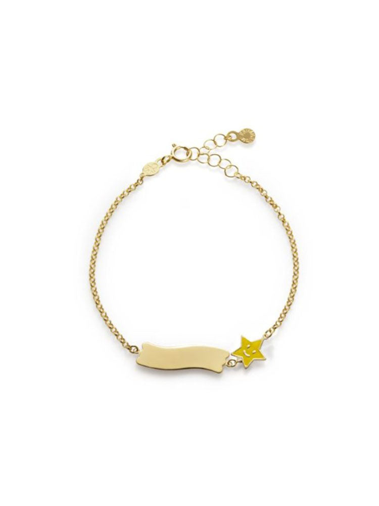 BRACCIALE BIMBA MORBIDO FORTUNA CON STELLA E TARGHETTA IN ORO GIALLO LE BEBE'