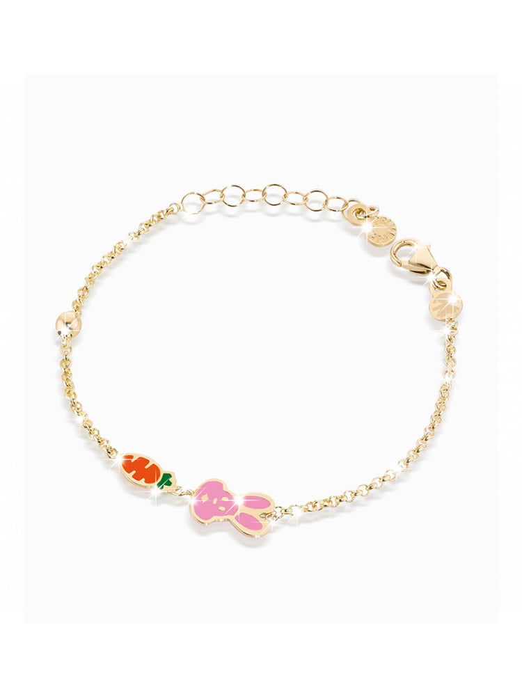 BRACCIALE BIMBA IN ORO GIALLO CON CONIGLIO E CAROTA LE BEBE'