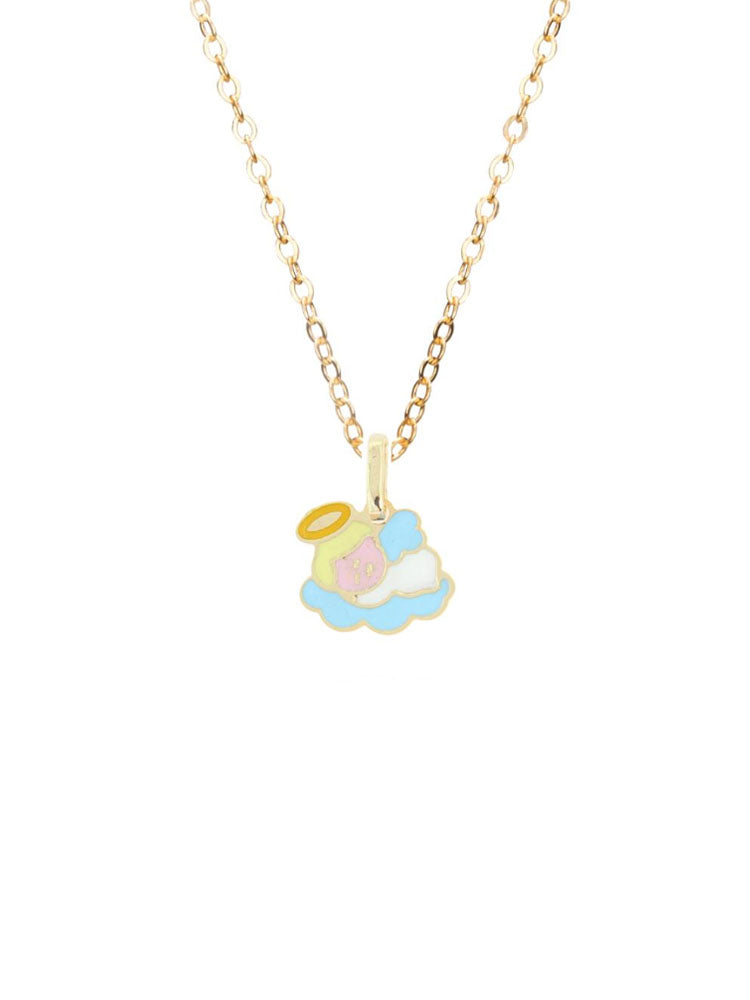 COLLANA BIMBO IN ORO 9KT CON ANGIOLETTO SMALTATO PENDENTE LE BEBE'