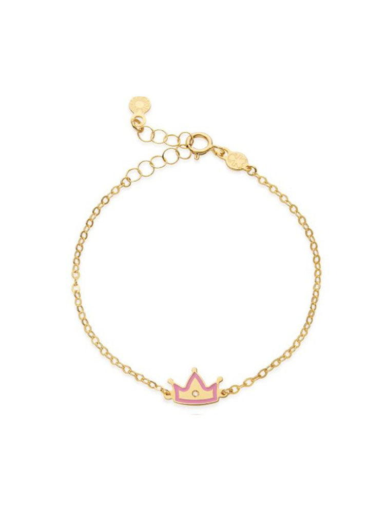 BRACCIALE BIMBA IN ORO 9KT CON CORONA SMALTATA E DIAMANTINO LE BEBE'