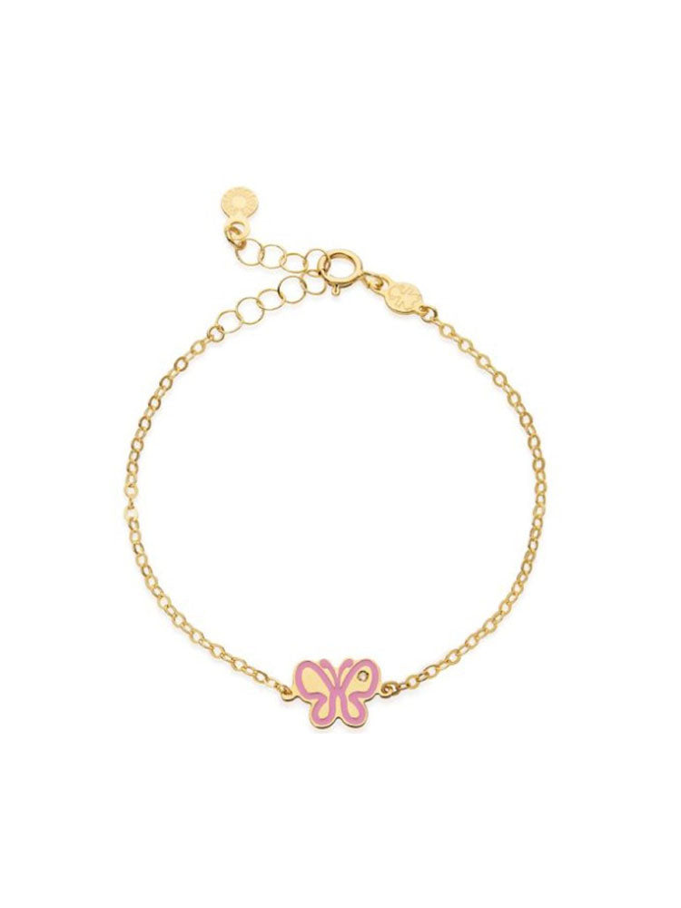 BRACCIALE BIMBA IN ORO 9KT CON FARFALLA SMALTATA E DIAMANTINO LE BEBE'