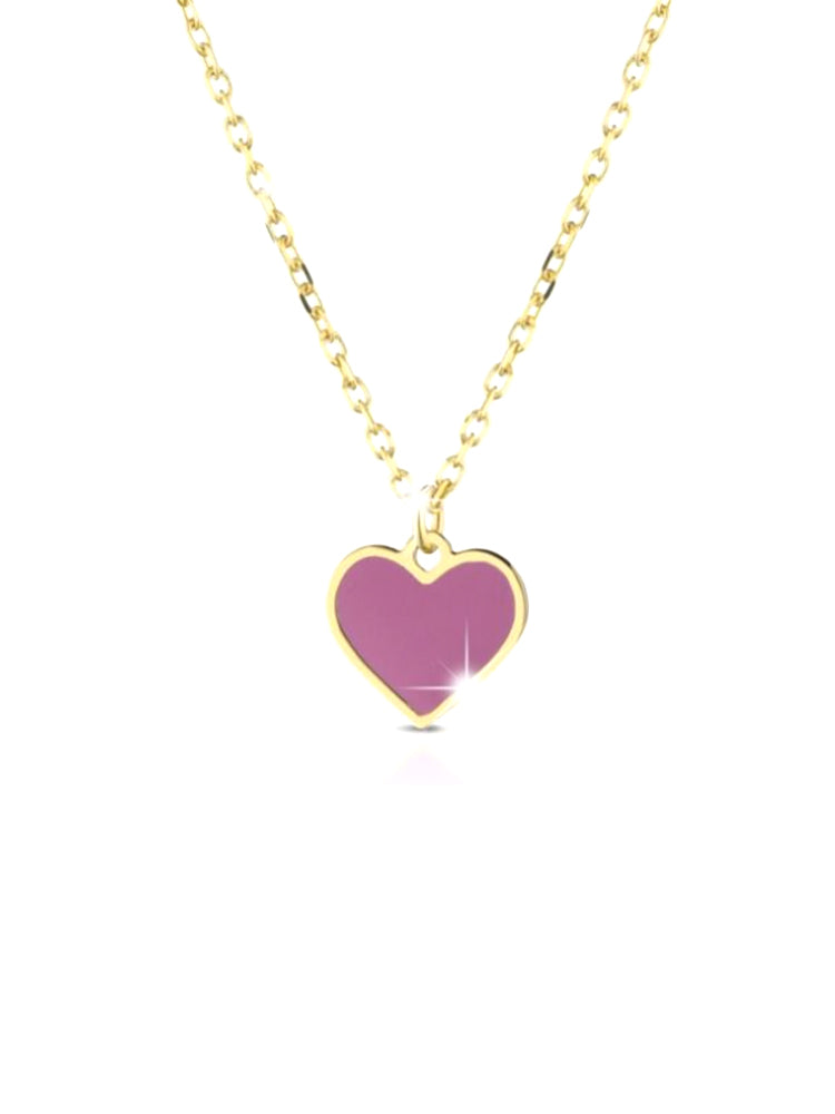 COLLANA BIMBA IN ORO GIALLO 9KT CON CUORE ROSA PENDENTE LE BEBE'