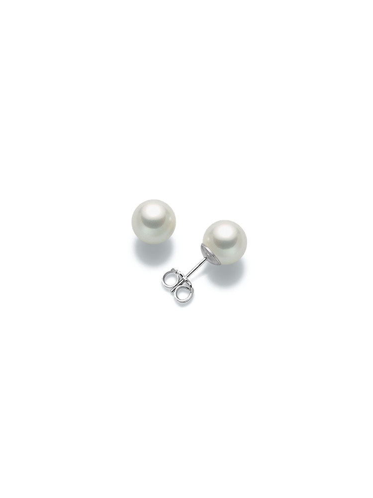 ORECCHINI DONNA A LOBO CON PERLA E ORO BIANCO MIS 7,5/8 MILUNA