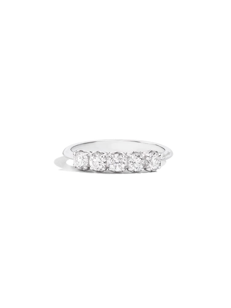 ANELLO DONNA ANNIVERSARY A 5 PIETRE IN ORO BIANCO E DIAMANTI 0,55 CT RECARLO
