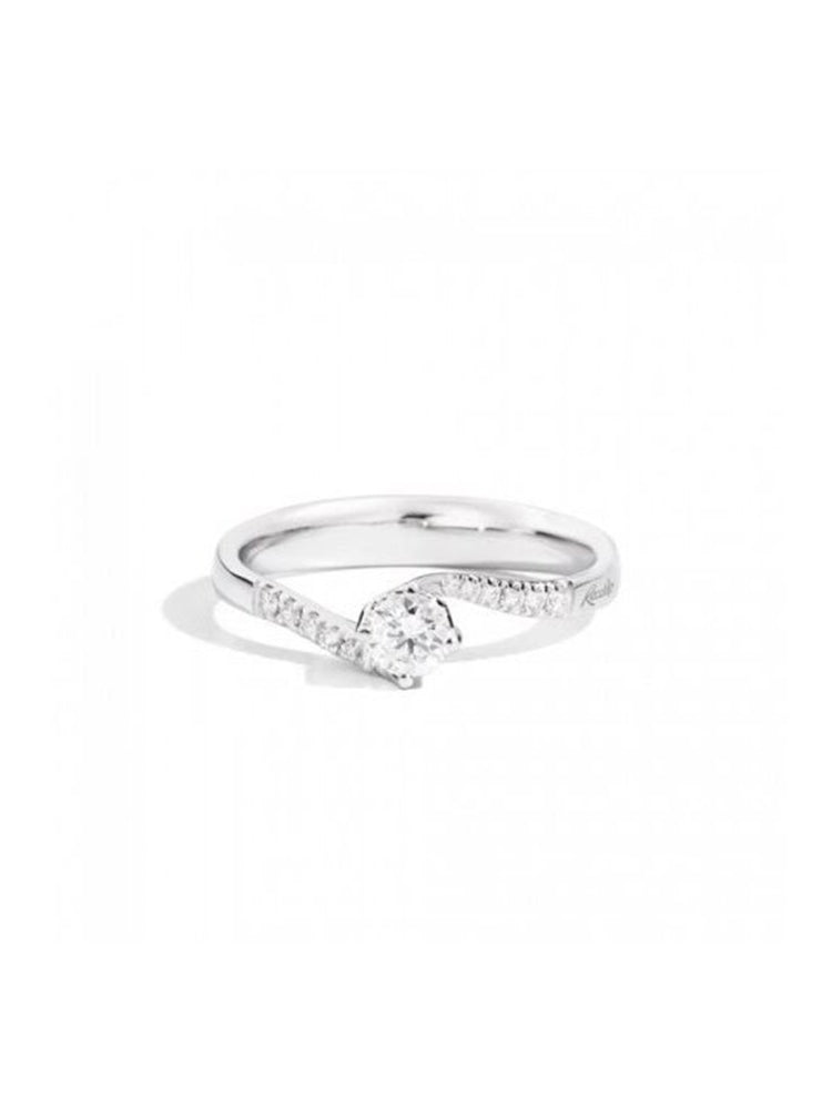 ANELLO DONNA VALENTIN SOLITARIO IN ORO BIANCO E PAVE' DI DIAMANTI RECARLO