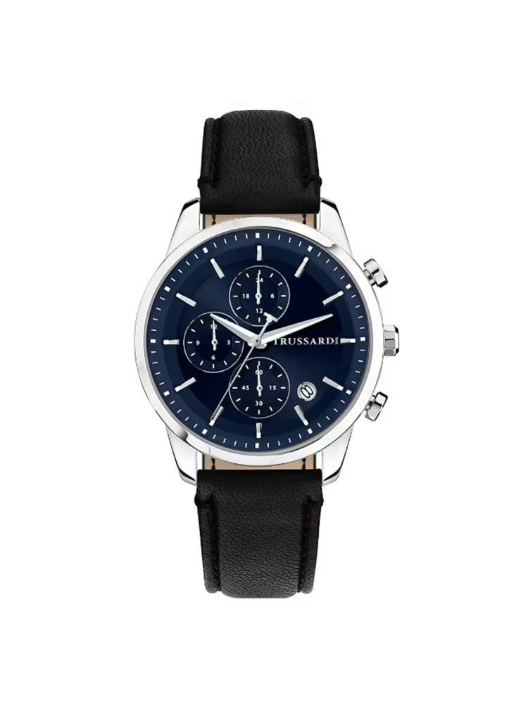 OROLOGIO UOMO T-BRIDGE MULTIFUNZIONE CON CINTURINO IN PELLE NERO TRUSSARDI