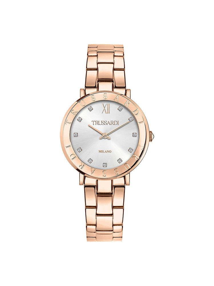 OROLOGIO DONNA SOLO TEMPO T- VISION IN ACCIAIO E ORO ROSA TRUSSARDI